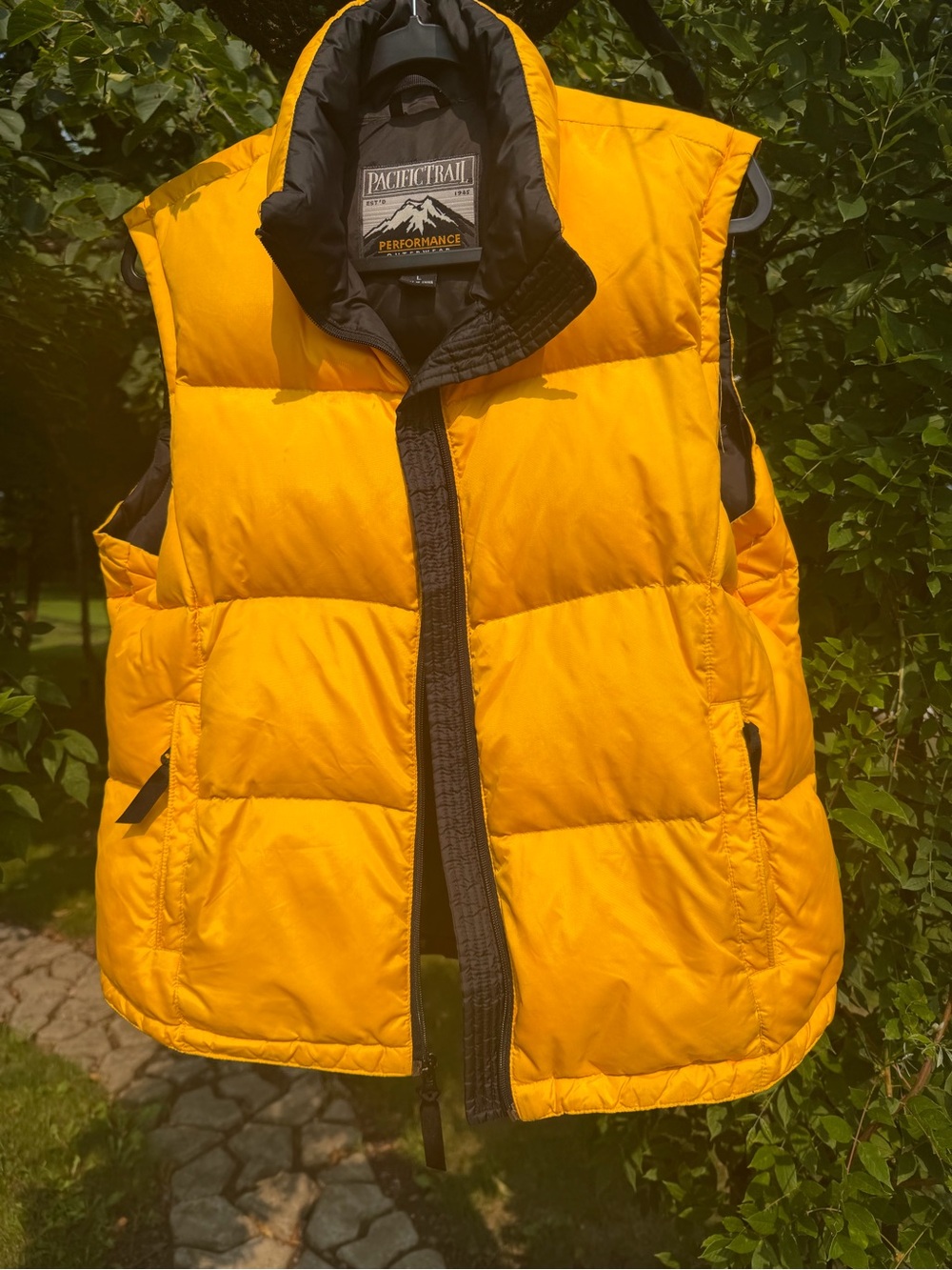 Pacific Trail Women Bright Yellow Puffer Vest with Black Trim